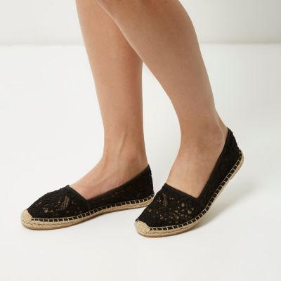 Black lace espadrille shoes